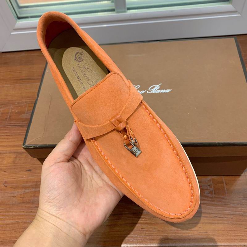 Loro Piana Mustard Orange Suede Loafers