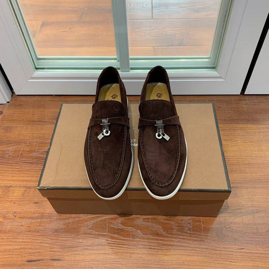 Loro Piana Dark Brown Suede Loafers