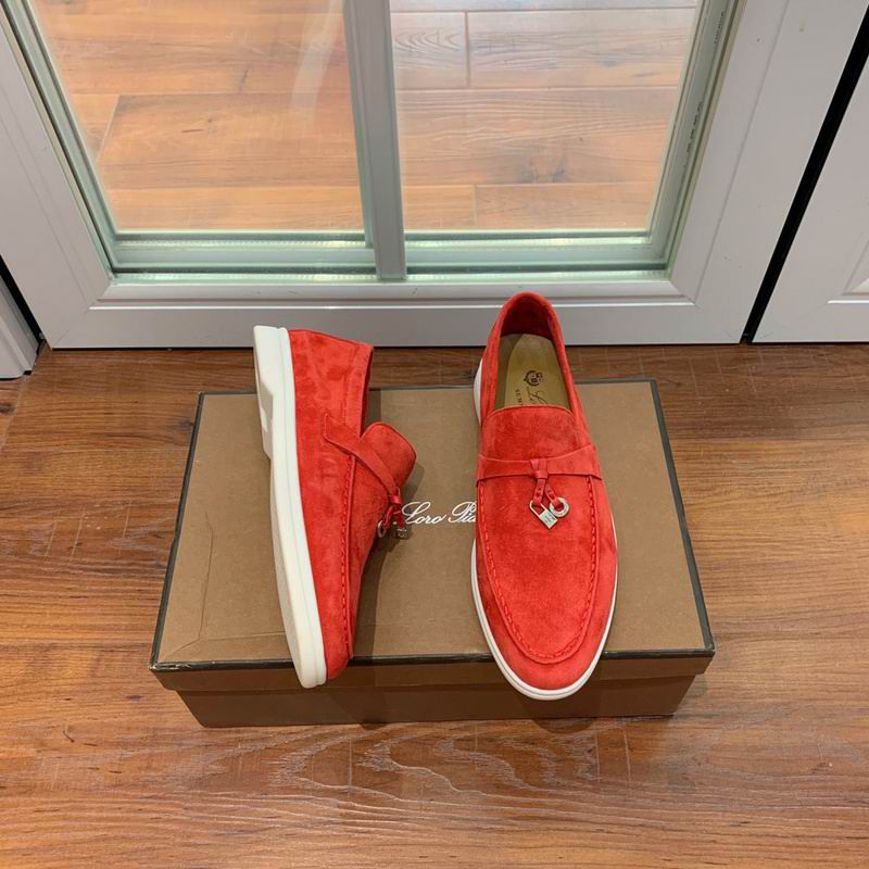Loro Piana Red Suede Loafers