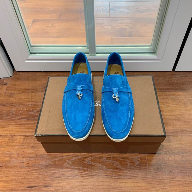 Loro Piana Mustard Blue Suede Loafers