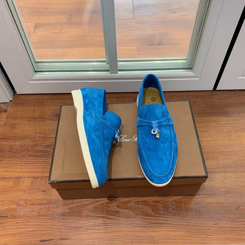 Loro Piana Mustard Blue Suede Loafers