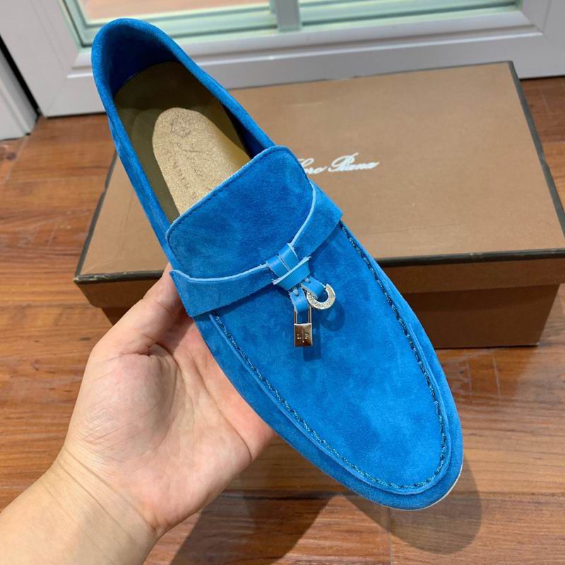 Loro Piana Mustard Blue Suede Loafers