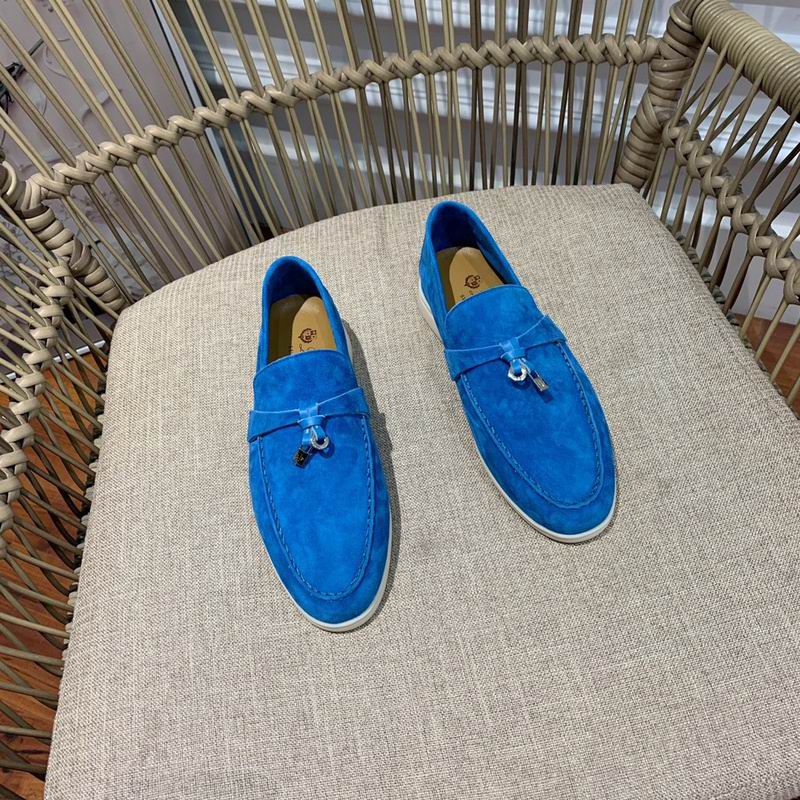 Loro Piana Mustard Blue Suede Loafers