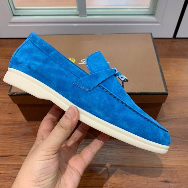 Loro Piana Mustard Blue Suede Loafers