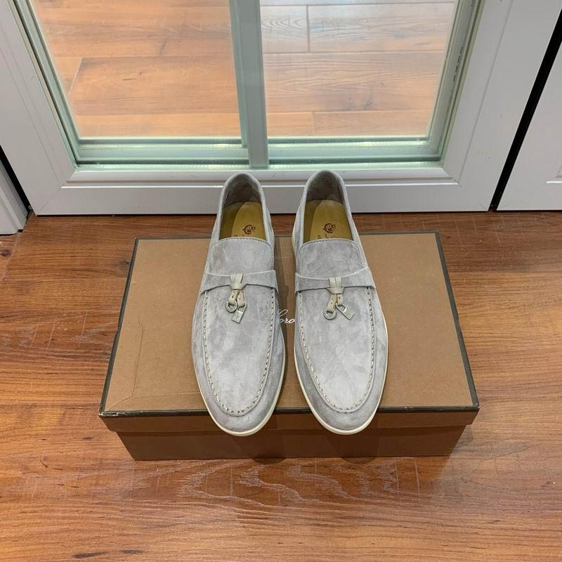 Loro Piana Gray Suede Loafers