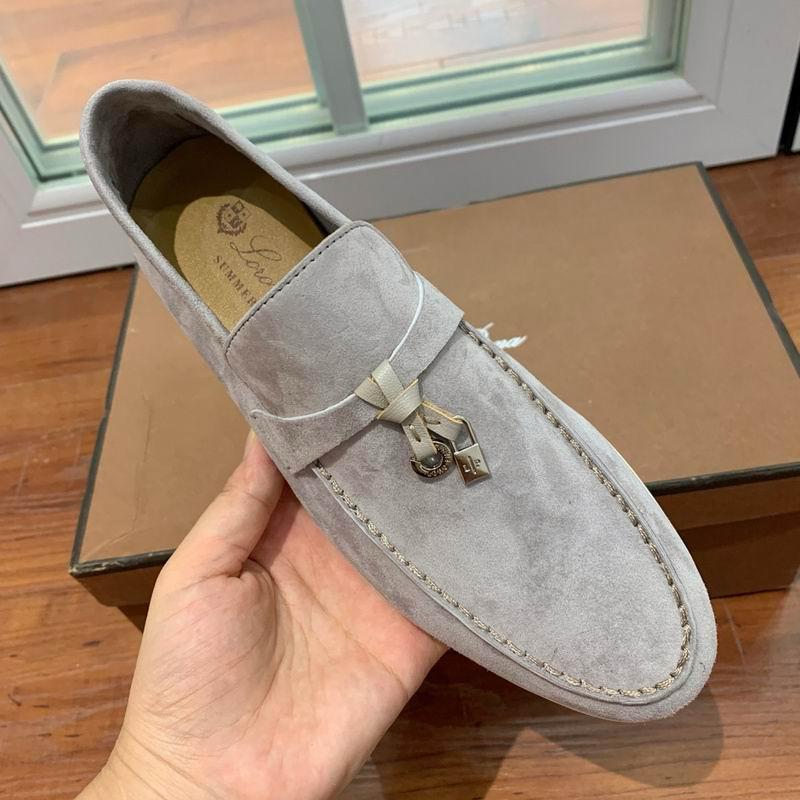 Loro Piana Gray Suede Loafers