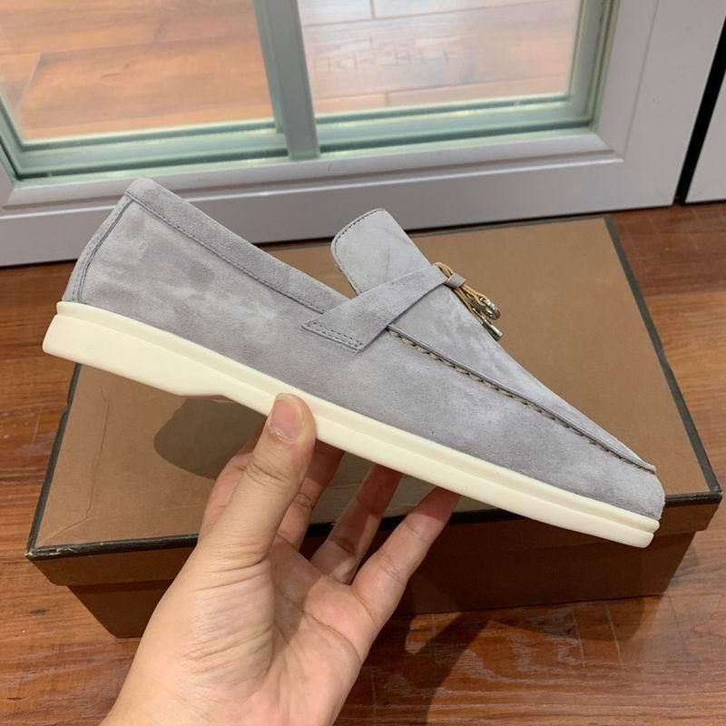 Loro Piana Gray Suede Loafers