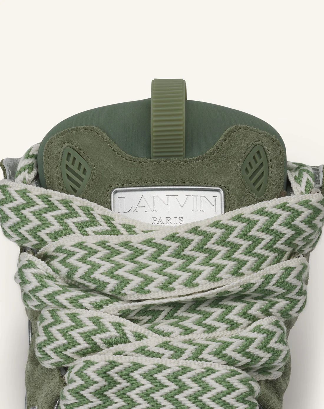 Leather Curb Sneakers with Marbled Sole Green