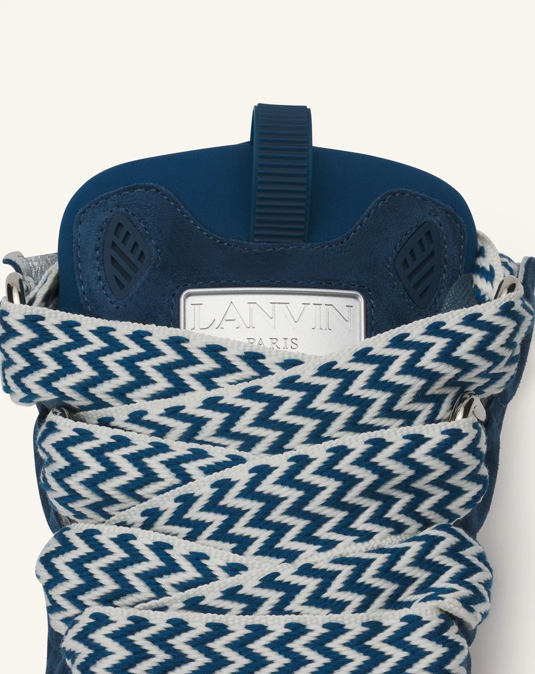 Leather Curb Sneakers with Marbled Sole Blue