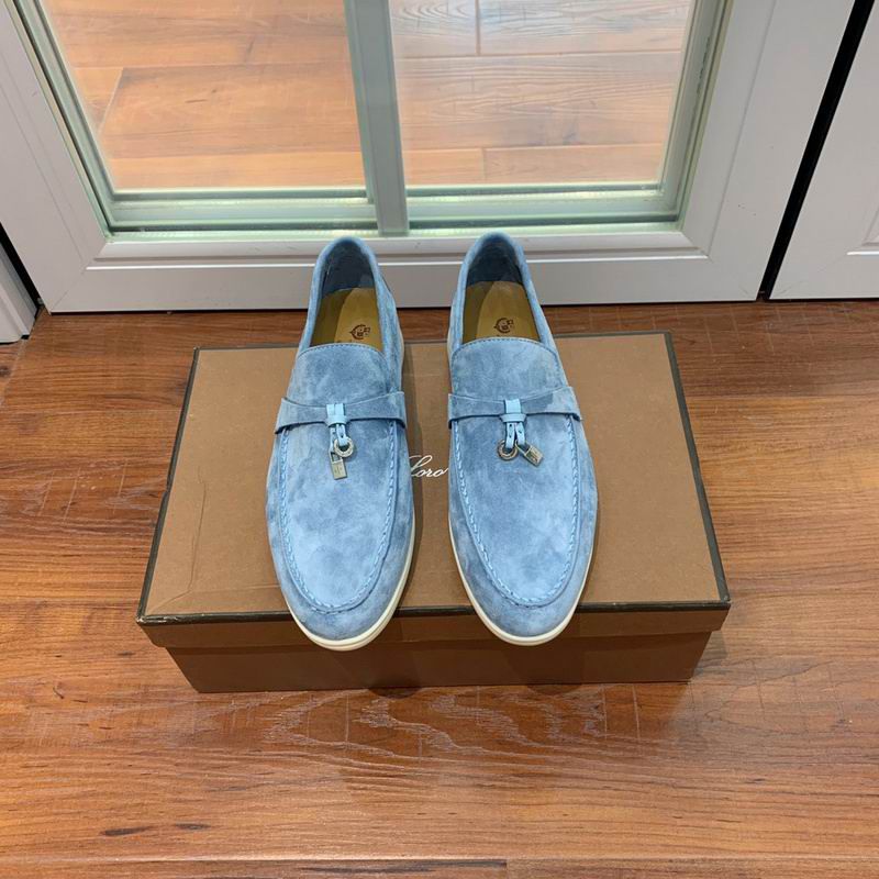 Loro Piana Light Blue Suede Loafers
