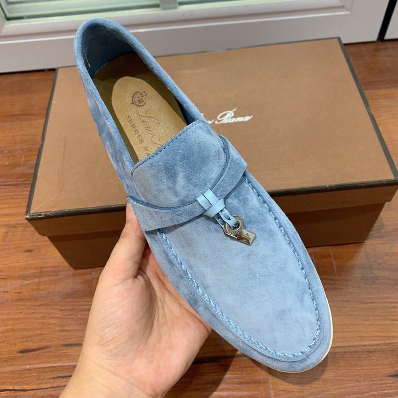 Loro Piana Light Blue Suede Loafers