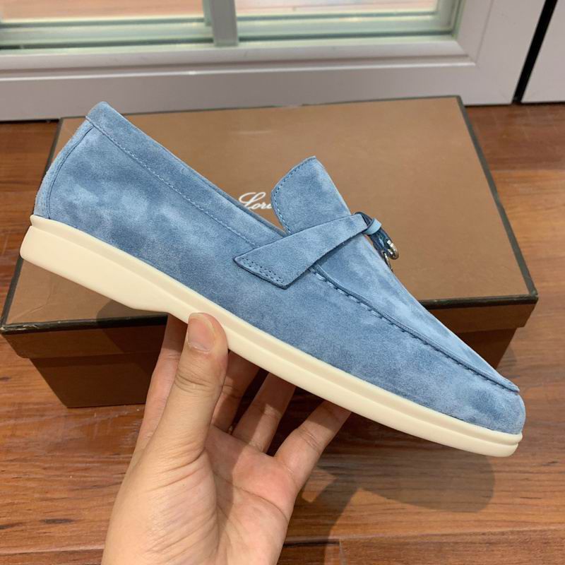 Loro Piana Light Blue Suede Loafers