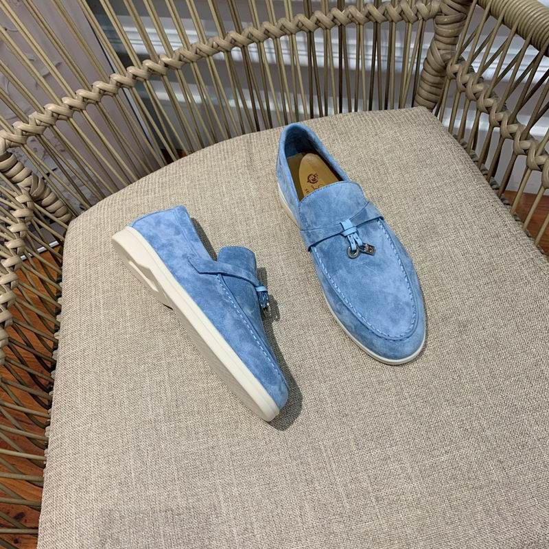 Loro Piana Light Blue Suede Loafers