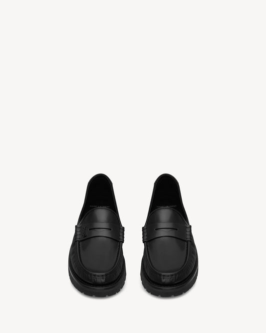 Le Loafer Chunky Penny Slippers in Gazed Leather