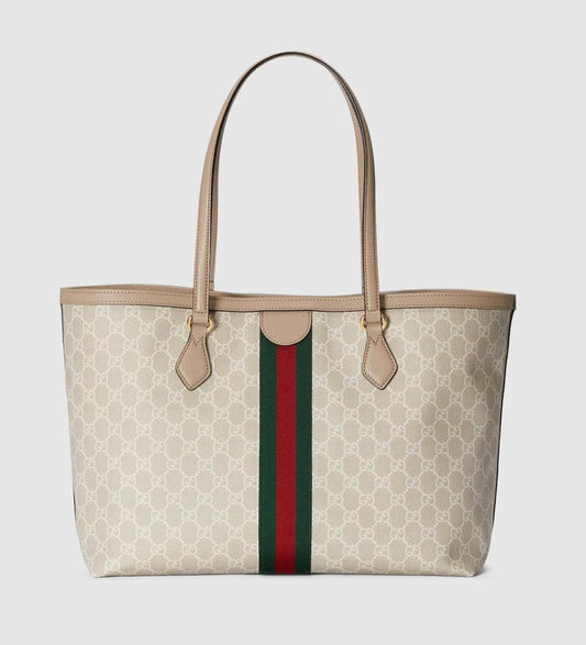 GUCCI Ophidia large tote bag beige and white